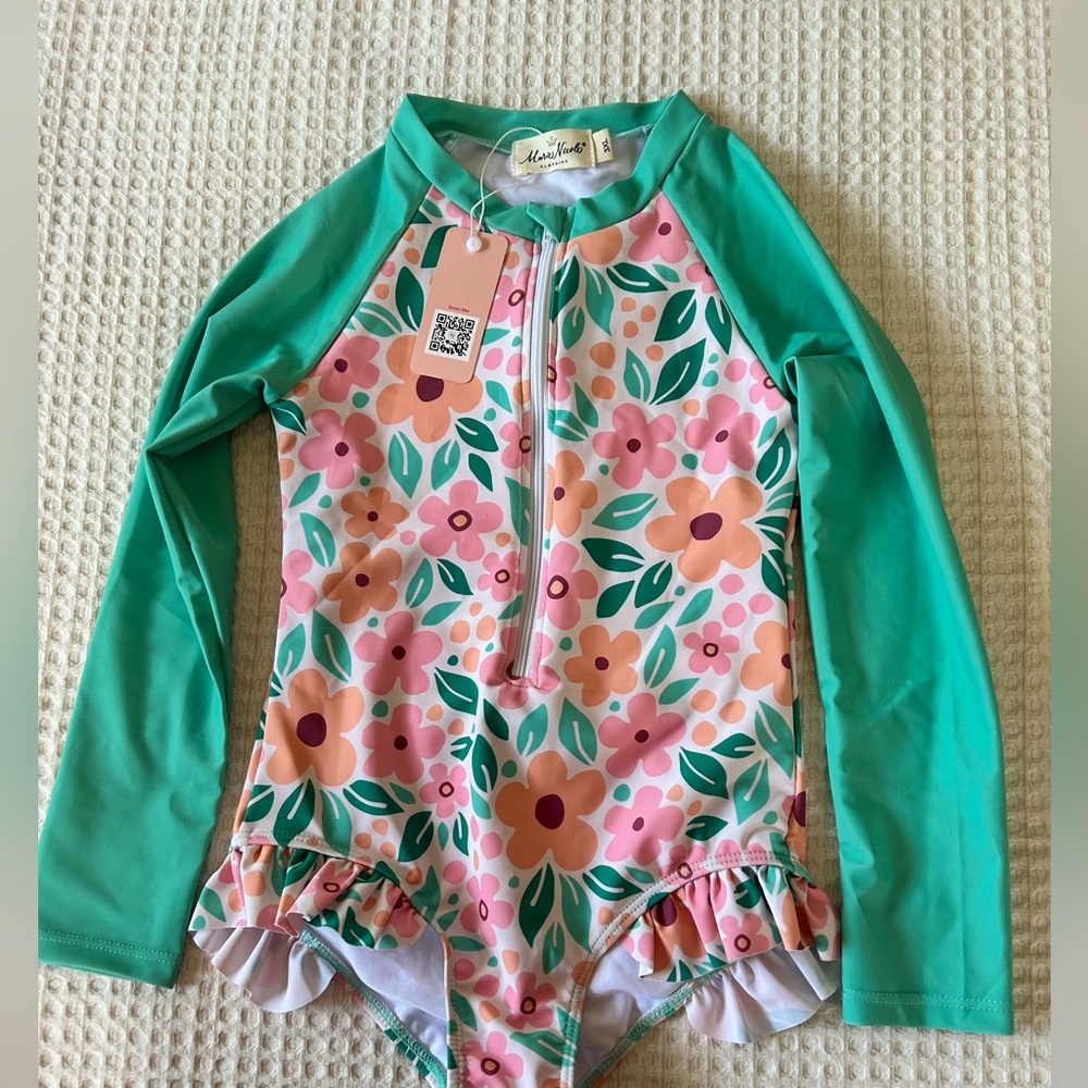 NWT Marie Nicole Girls Long Sleeve Swimsuit